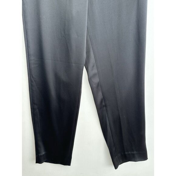St. John Couture Size 8 Black Liquid Satin Career Party Ankle Leg Dress Up Pants - Picture 3 of 7